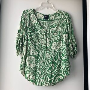 Anthropologie Maeve Green Mazie Charleston Top